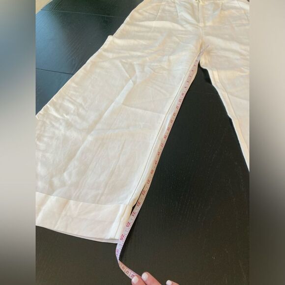 L’Cecci Brazilian White Wide Leg High Rise Linen Palazzo Pant Size 40 - Picture 5 of 10